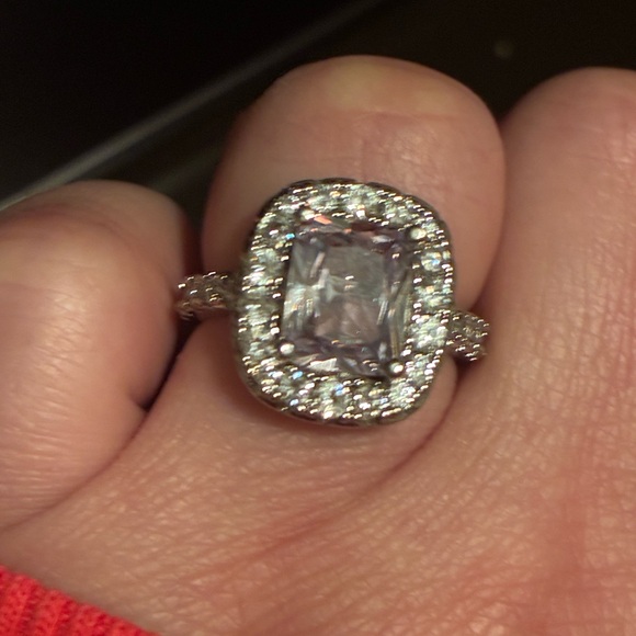 Radiant Silver and White Crystal Ring main image 4